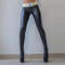 Womens PU Pencil Pants Black Push Up Hip Letter Leather Leggings Stretch Slim Fit Faux Leather Trousers for Party