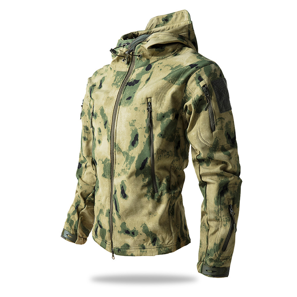 Mens Lurker Shark Skin Soft Shell Tactical Jacket Waterproof Fleece Hooded Camouflage Hunting Coat Outdoor Autumn Cloth