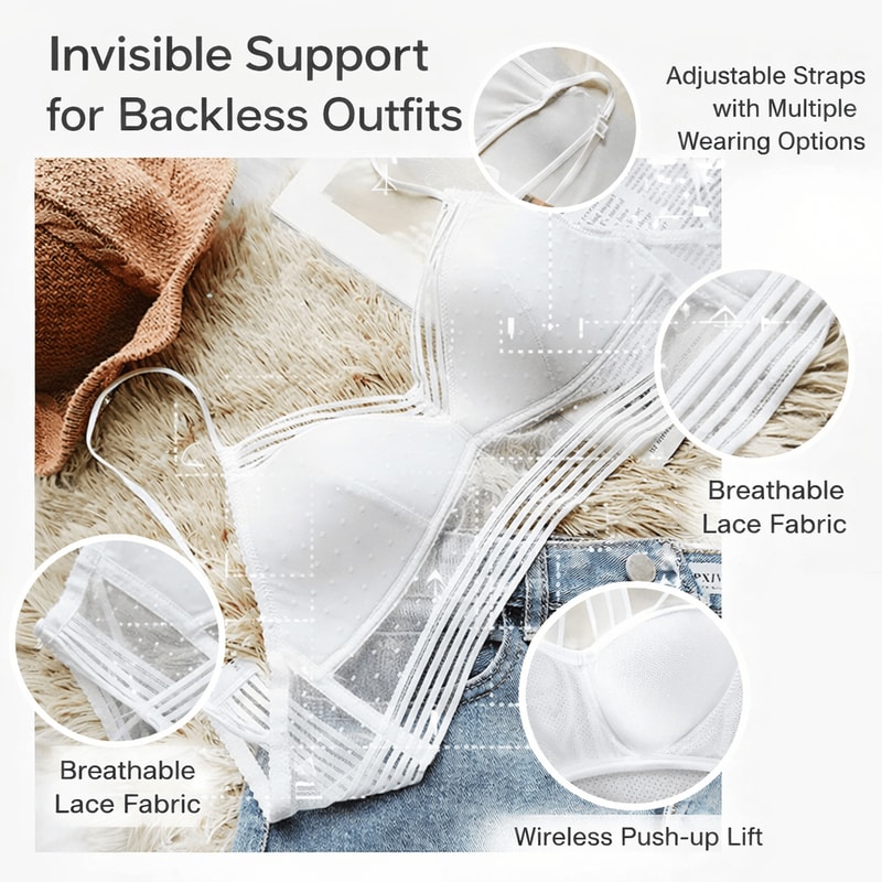 Low Back Wireless Lace Bra Invisible Support For Backless Dresses 2