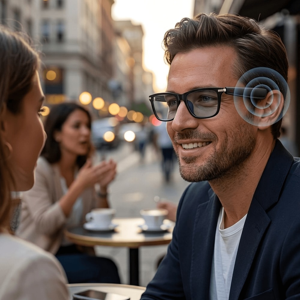 Smart AI Translation Glasses With Photochromic Lenses RealTime Languages Translator For Travel Bus 0