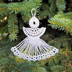 Crochet angel patterns easy Christmas tree angel ornaments handing decorations to make Quick Christmas crochet gift idea