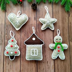Crochet amigurumi ornaments patterns Crochet gingerbread pattern Christmas decoration crochet patterns for tree easy
