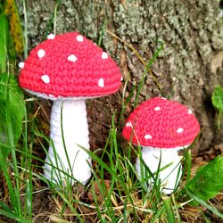 Crochet mushroom amigurumi pattern for beginners pdf 2 size Red mushroom Christmas tree ornaments ideas tutorial