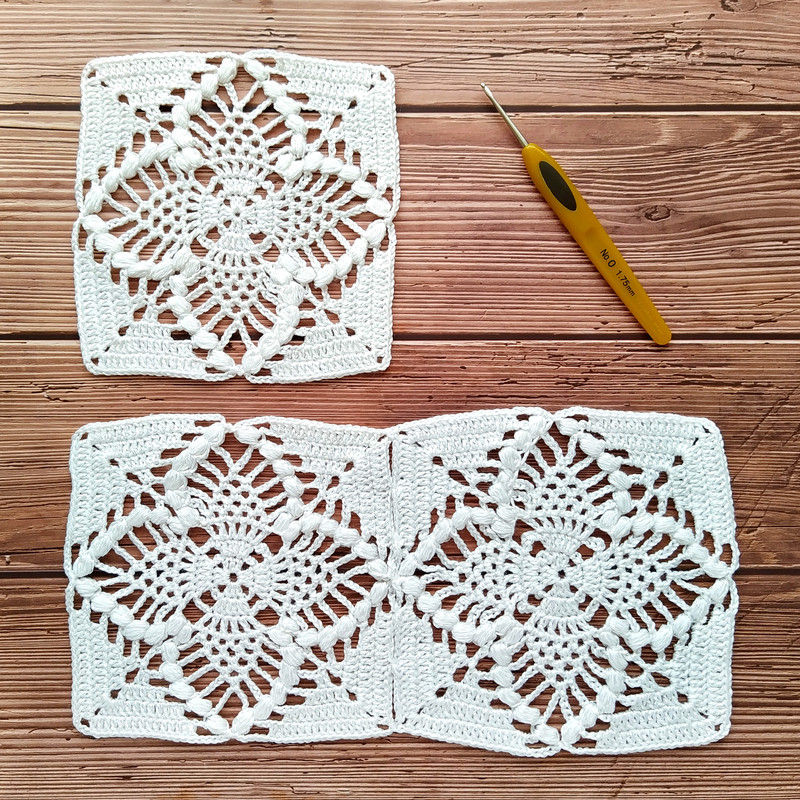 Lace Crochet Granny Square Motif Joins Pattern 2
