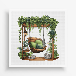 forest pattern for cross stitch, bedroom decor embroidery pdf, green forest embroidery pdf, terrace window cross stitch
