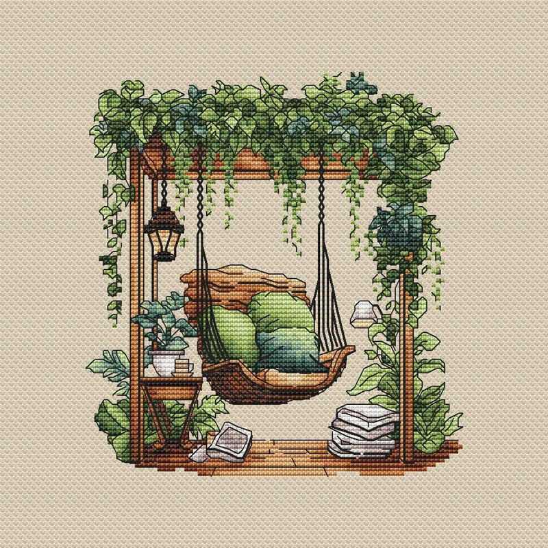 Forest Pattern For Cross Stitch Bedroom Decor Embroidery PDF Green Forest Embroidery PDF Terrace Wi 1