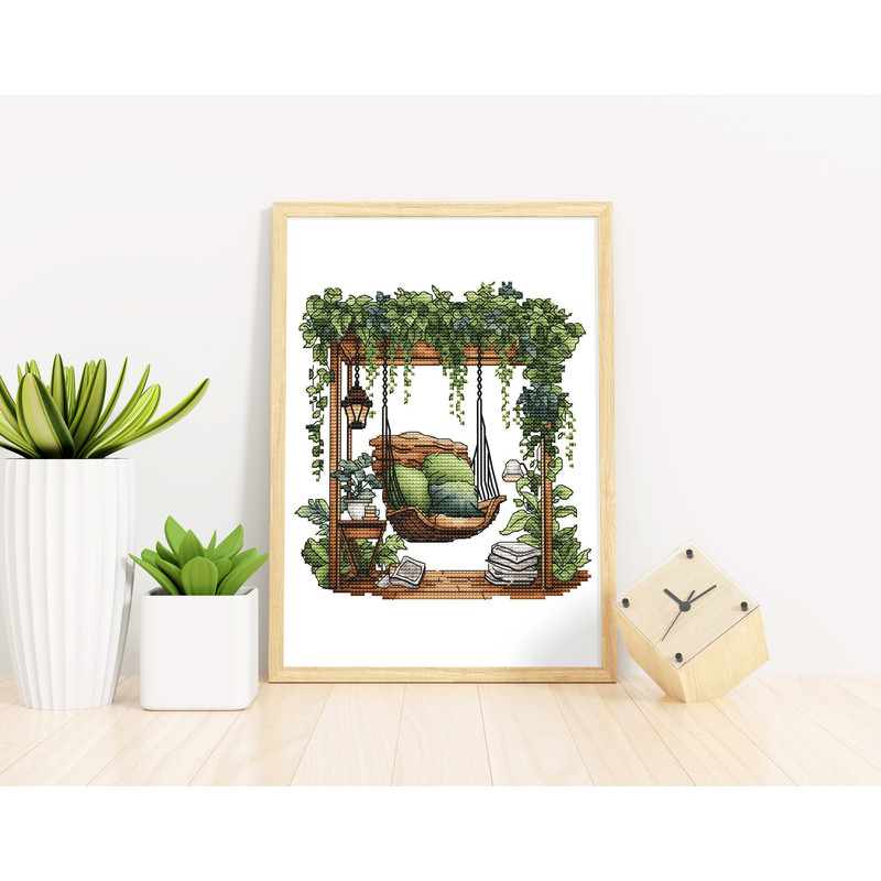 Forest Pattern For Cross Stitch Bedroom Decor Embroidery PDF Green Forest Embroidery PDF Terrace Wi 3