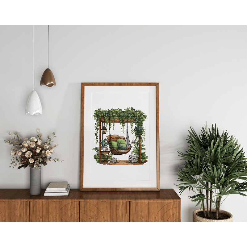 Forest Pattern For Cross Stitch Bedroom Decor Embroidery PDF Green Forest Embroidery PDF Terrace Wi 4