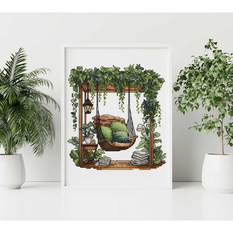 Forest Pattern For Cross Stitch Bedroom Decor Embroidery PDF Green Forest Embroidery PDF Terrace Wi 7