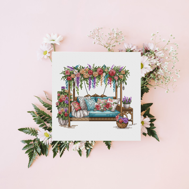 Garden Pattern For Cross Stitch PDF Spring Embroidery PDF Flowers Cross Stitch Green Garden Embroid 5