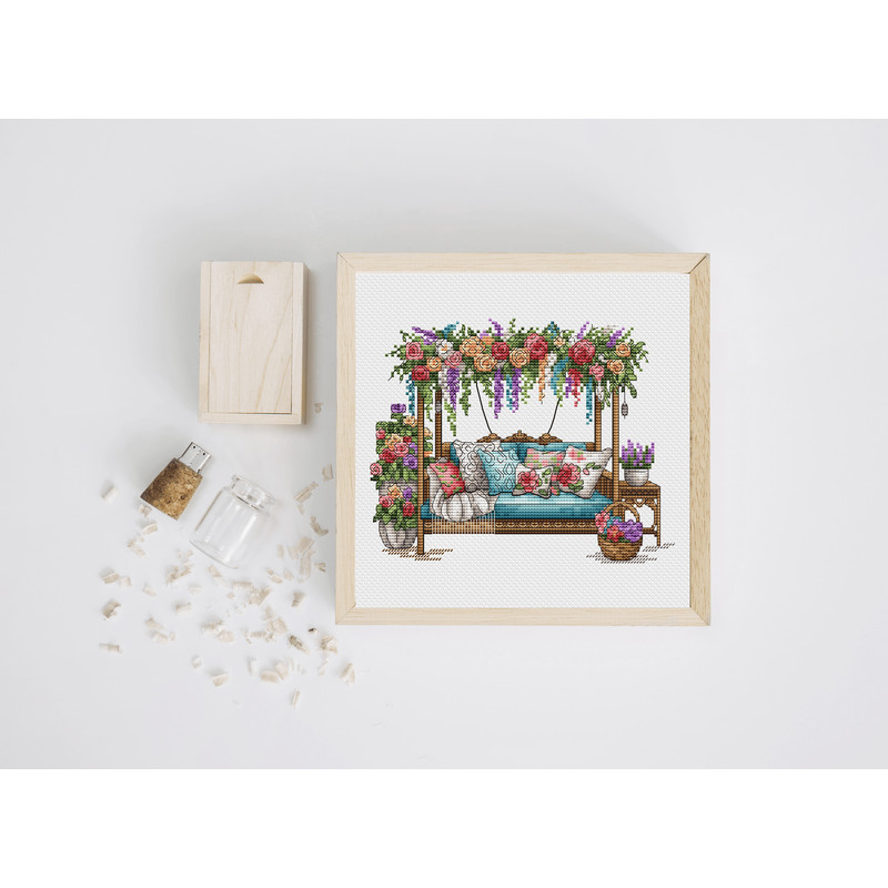 Garden Pattern For Cross Stitch PDF Spring Embroidery PDF Flowers Cross Stitch Green Garden Embroid 8