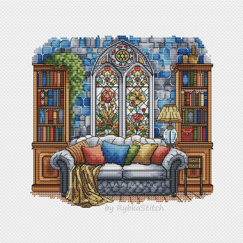 Vintage Cross Stitch Pattern PDF Flowers Counted Cross Stitch Spring Cross Stitch Vintage Window Em 2