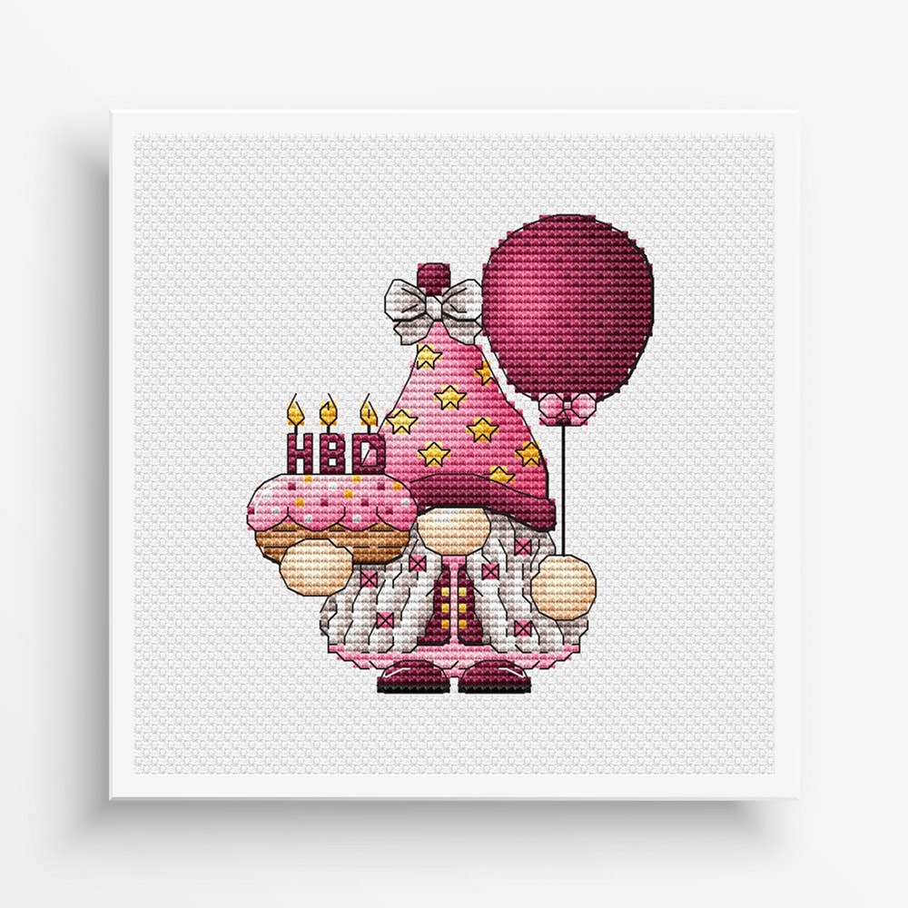 Gnome Cross Stitch Pattern Cute Gnome Embroidery PDF Birthday Gnome Cross Stitch PDF Birthday Day D 0