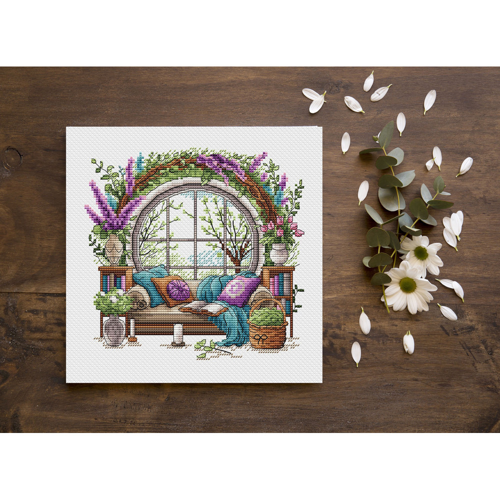 Garden Pattern For Cross Stitch Interior Embroidery PDF Spring Garden Embroidery PDF Terrace Window 6
