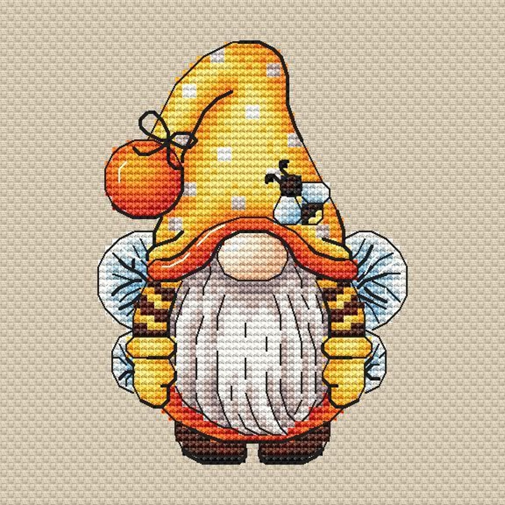 Gnome Cross Stitch Pattern Cute Gnome Bee Embroidery PDF Bumblebee Cross Stitch PDF Flowers Stitch 1