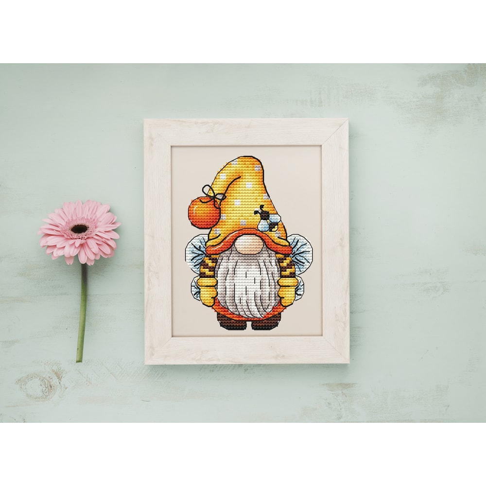 Gnome Cross Stitch Pattern Cute Gnome Bee Embroidery PDF Bumblebee Cross Stitch PDF Flowers Stitch 9