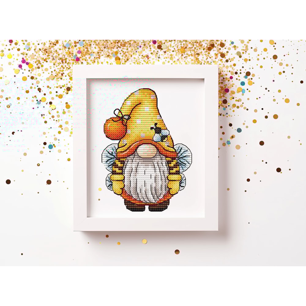 Gnome Cross Stitch Pattern Cute Gnome Bee Embroidery PDF Bumblebee Cross Stitch PDF Flowers Stitch 4