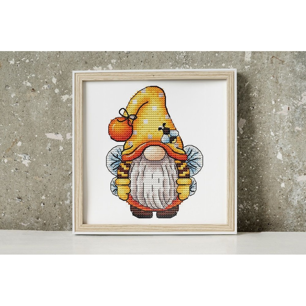 Gnome Cross Stitch Pattern Cute Gnome Bee Embroidery PDF Bumblebee Cross Stitch PDF Flowers Stitch 6