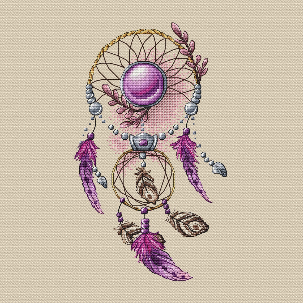 Dreamcatcher Cross Stitch Pattern PDF Dreamcatcher Counted Cross Stitch Feathers Cute Stylish Embro 1