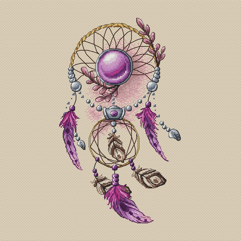 Dreamcatcher Cross Stitch Pattern PDF Dreamcatcher Counted Cross Stitch Feathers Cute Stylish Embro 1