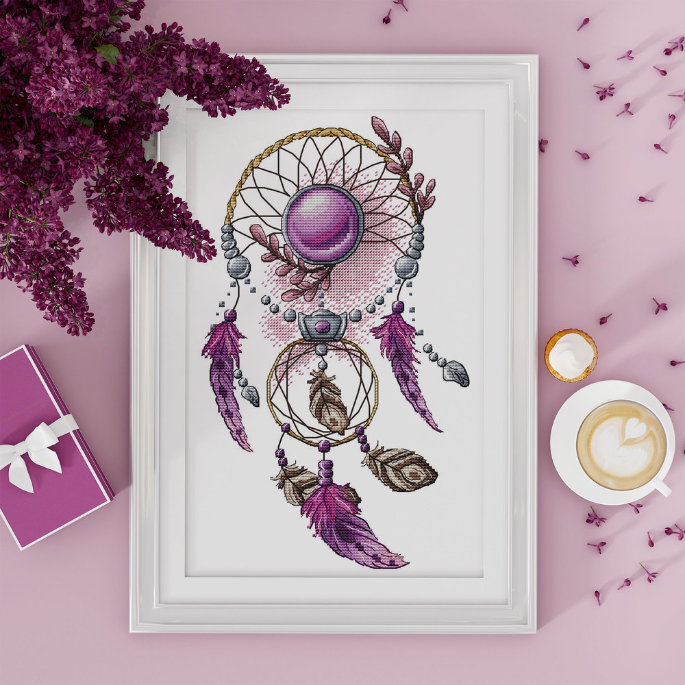 Dreamcatcher Cross Stitch Pattern PDF Dreamcatcher Counted Cross Stitch Feathers Cute Stylish Embro 3