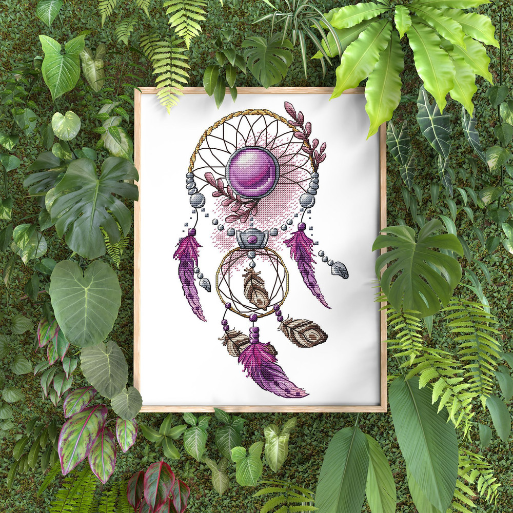 Dreamcatcher Cross Stitch Pattern PDF Dreamcatcher Counted Cross Stitch Feathers Cute Stylish Embro 4