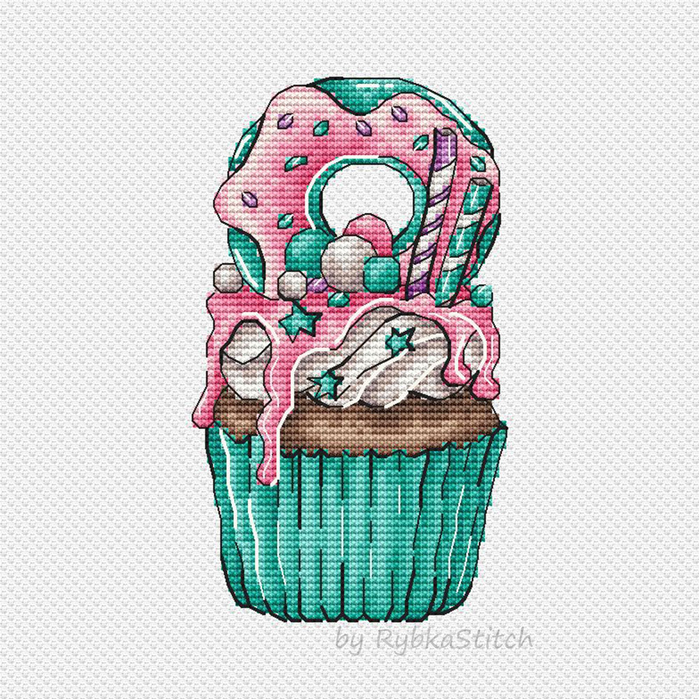 Cupcakes Cross Stitch Pattern PDF Sweet Cupcake Counted Cross Stitch Kitchen Decor Cute Embroidery 2