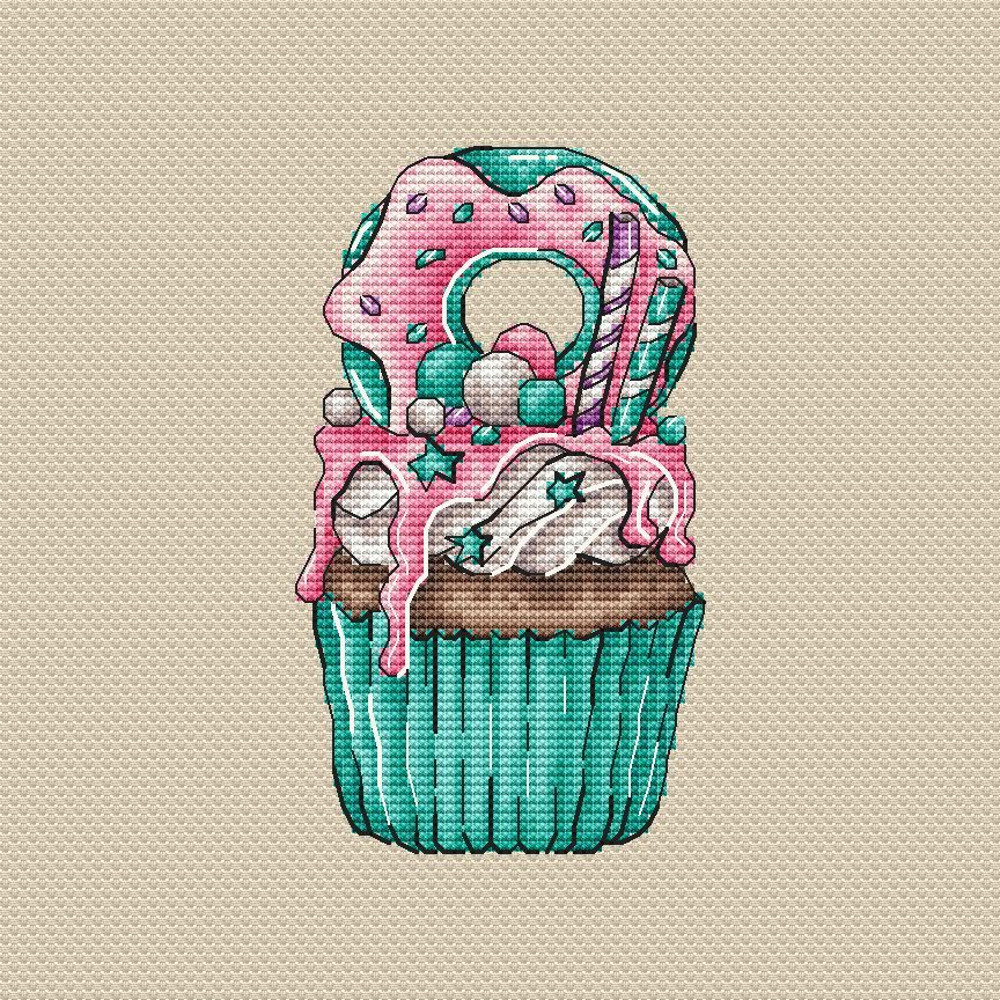 Cupcakes Cross Stitch Pattern PDF Sweet Cupcake Counted Cross Stitch Kitchen Decor Cute Embroidery 1