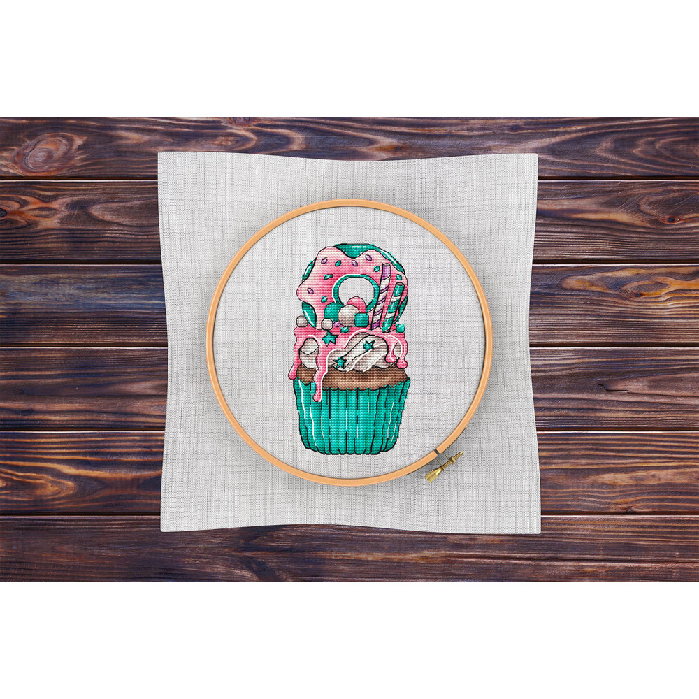 Cupcakes Cross Stitch Pattern PDF Sweet Cupcake Counted Cross Stitch Kitchen Decor Cute Embroidery 4