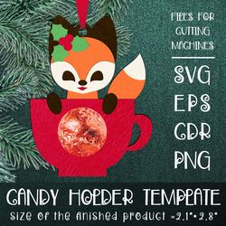 Fox in a Cup | Christmas Ornament | Candy Holder | Paper Craft Template SVG