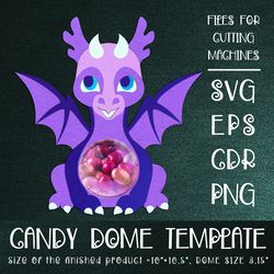 Dragon | Candy Dome | Christmas Ornament | Paper Craft Template | Sucker Holder SVG