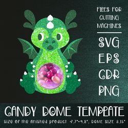 Little Dragon Candy Dome | Christmas Ornament | Paper Craft Template | Sucker Holder SVG