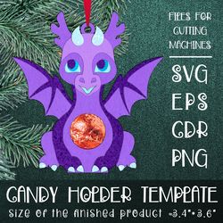 Dragon Candy Holder | Christmas Ornament | Paper Craft Template SVG