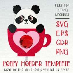Panda in a Cup | Lollipop Holder | Valentine Paper Craft Template