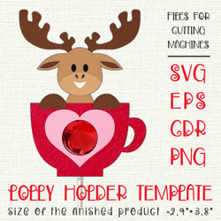 Moose in a Cup | Lollipop Holder | Valentine Paper Craft Template