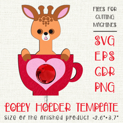 Giraffe in a Cup | Lollipop Holder | Valentine Paper Craft Template