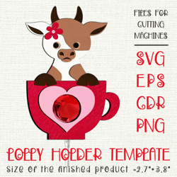 Cow in a Cup | Lollipop Holder | Valentine Paper Craft Template