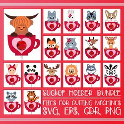 Valentine Animals | Lollipop Holder Bundle | Paper Craft Template | Sucker Holder Bundle