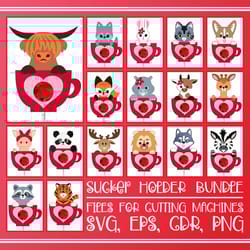 Valentine Animals | Lollipop Holder Bundle | Paper Craft Template | Sucker Holder Bundle