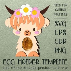 Highland Cow | Easter Egg Holder | Paper Craft Template