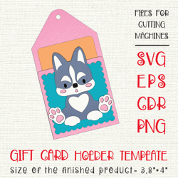 Husky Puppy | Gift Card Holder | Paper Craft Template