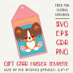 Papillon Dog | Gift Card Holder | Paper Craft Template