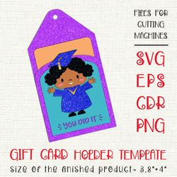 Cute Girl | Graduation Gift Card Holder | Paper Craft Template