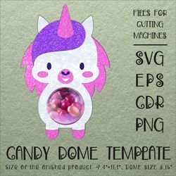 Unicorn Candy Dome | Birthday Party Favor | Paper Craft Template | Sucker Holder SVG