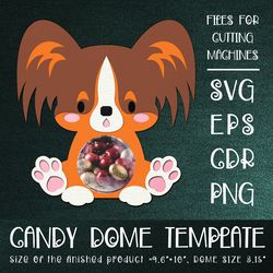 Papillon Dog | Candy Dome Template | Sucker Holder | Paper Craft Design