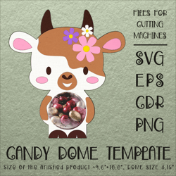 Cute Cow | Candy Dome Template | Sucker Holder | Paper Craft Design