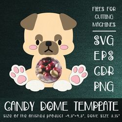 Pug Dog | Candy Dome Template | Sucker Holder | Paper Craft Design