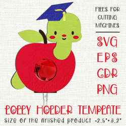 worm in the apple | graduation lollipop holder | paper craft template