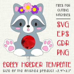 baby raccoon | lollipop holder | paper craft template