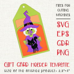 witch and cat | halloween gift card holder | paper craft template